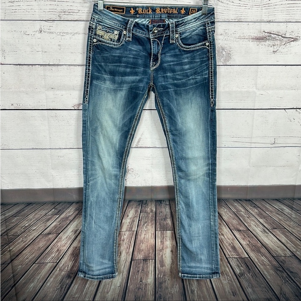 Rock Revival Womens Jeans size 29 Nancy Straight inseam 30.5 Western Embroidered